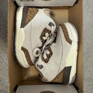 Jordan White and Brown High-Top Sneakers